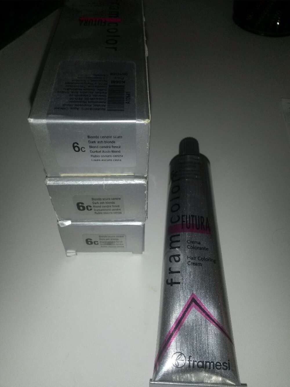 3 tubes of Framcolor 6C Dark Ash Blond